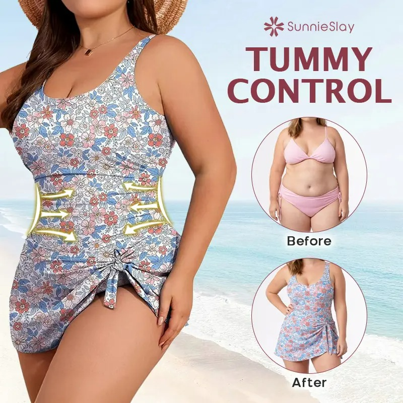 SunnieSlay - One-Piece-Swimdress for Women with Tummy Control